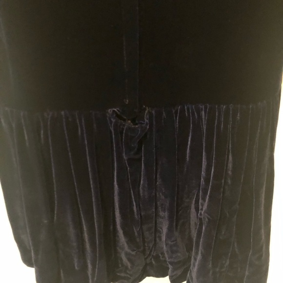 Vintage VTG Girls Bambina Silk Velvet Midnight Blue Dress SS Lace Yolk 6X Flaw - Picture 6 of 8